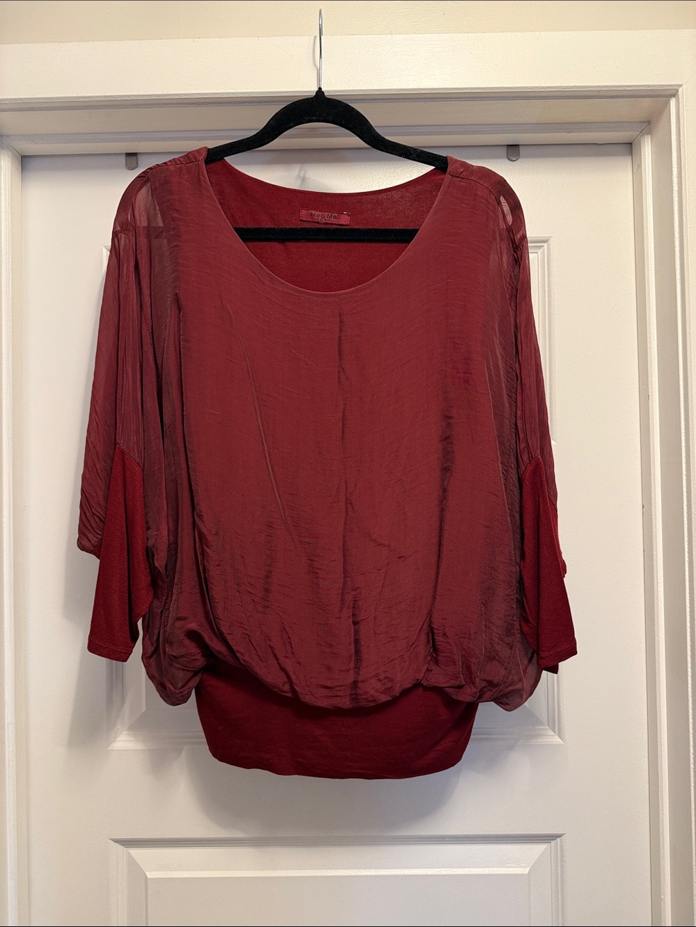 Meo Meli Silk Dolman Sleeve Red Women's Top